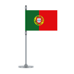 Portuguese flag on the metallic pole, vector illustration