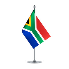 South African flag hanging on the metallic pole, vector illustration