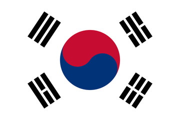 South Korean flag, flat layout, vector illustration