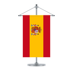 Spanish flag on the metallic cross pole, vector illustration