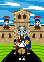 Cartoon Roman Soldiers at Outpost