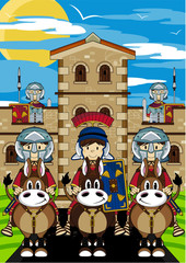 Cartoon Roman Soldiers at Outpost