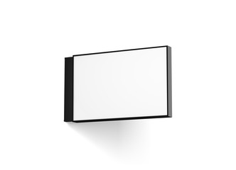 Blank horizontal store signage design mockup isolated, 3d rendering. Empty rectangular light box mock up. Clear shop lightbox template. Street sign hanging, mounted on the wall. Signplate.