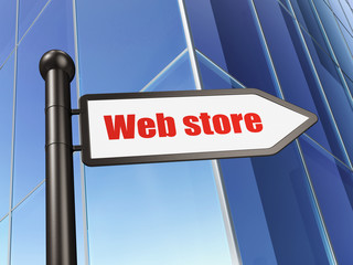 Web development concept: sign Web Store on Building background