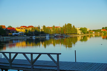 City Ryn. Sailing on the Masurian lakes in Poland.