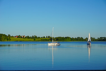 City Ryn. Sailing on the Masurian lakes in Poland.