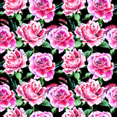 Obraz premium Wildflower rose flower pattern in a watercolor style isolated.