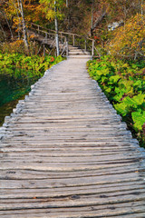 Wood path in the Plitvice lake national park