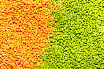 Polymeric dye for plastics. Pigment in the granules. Plastic granules