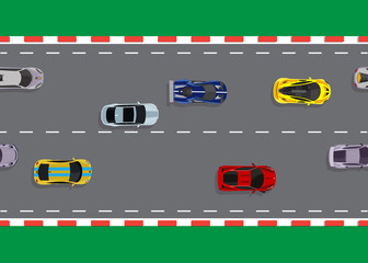 Car Racing Top View Background Vector Illustration