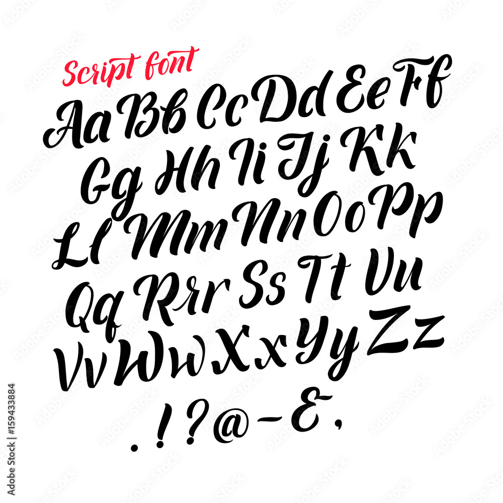 Canvas Prints handwritten latin alphabet. cursive black letters. vector fonts isolate on white background