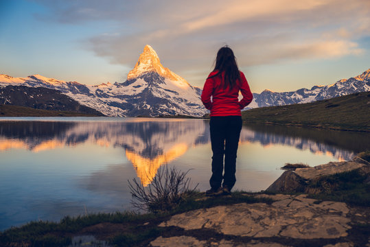 Girl admiring the Alps, Matterhorn Peak, June 2017