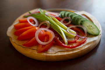 Set of vegetables on white background.