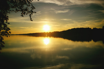 Fototapeta na wymiar beautiful sunset in Latvia. Almost romantically. background.