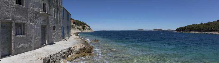 Fototapeta na wymiar Panorama Ortschaft Muna auf der Insel Zirje,Kroatien