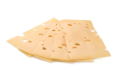 cheese slices on white background