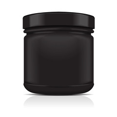 Black Blank Plastic Jar. Sport Nutrition, Whey Protein or Gainer