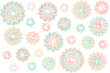 Watercolor abstract flowers on white background