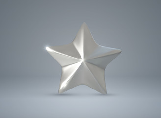 Silver star. Vector realistic 3d illustration.