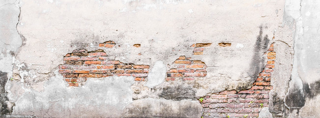 Vintage background, The old wall is show detail of brick in long time ago. Abstract wallpaper with vintage filter.