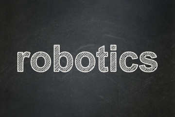 Obraz premium Science concept: Robotics on chalkboard background