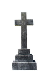 Blank gravestone isolated on white ready for inscription