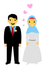 Bride Couple Muslim and Muslimah (Islam People) 
