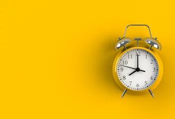 Deurstickers Alarm clock on yellow background, 3D rendering © krung99