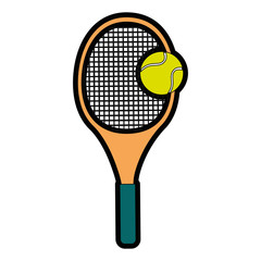 tennis racket and ball icon over white background colorful design  vector illustration