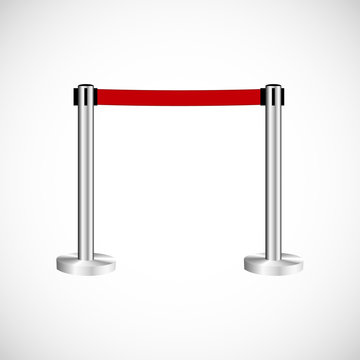 Stanchions barrier isolated on white, Red carpet fence, vector illustration