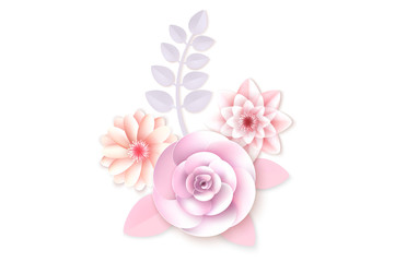 Paper flowers. Background. Vector illustration