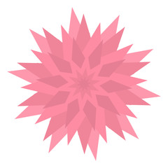 Graphic flower icon. Triangle star shape. Pink color. Cute abstract decoration element. Flat design. Isolated. White background.