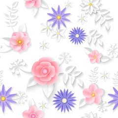 Vector flowers seamless pattern