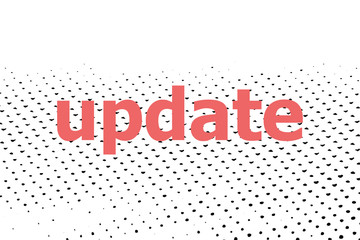 Text Update. Web design concept . Halftone dots. Black dots on white background.