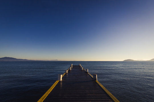 Early morning on a wooden pier