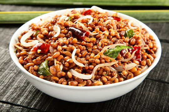 Healthy red  bean stir fry with spices.