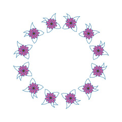 Fototapeta na wymiar Round frame with flowers icon vector illustration graphic design