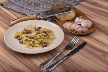 Pasta Farfalle with Carbonara sauce