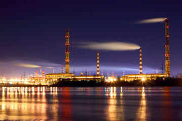 Fototapeta premium Power station at night.The industrial landscape.