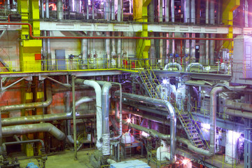 Interior of industrial factory.The plant equipment.