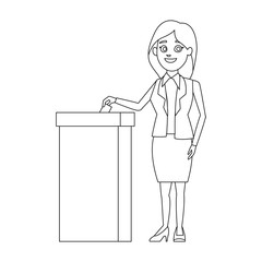 woman putting voting paper in the ballot box vector illustration