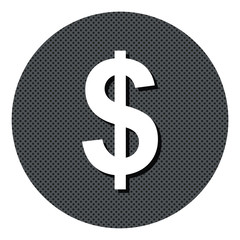 Dollar Zeichen - Gepunkteter Button mit Symbol und Schatten