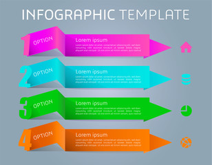 Modern colorful infographics options template vector with ribbons.