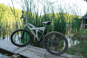 Fototapeta na wymiar Bicycle sport on nature near the river.