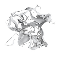 3d moving liquid shape. White abstraction flying on wind and develops in different directions. Poster, banner decoration element. Imitation of soft cloth or latex material