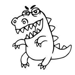 Angry cartoon dragon. Vector illustration.