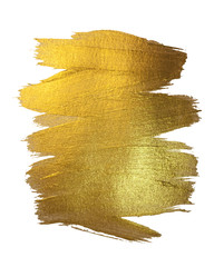 Gold Texture Paint Stain Illustration. Hand drawn brush stroke vector design element.