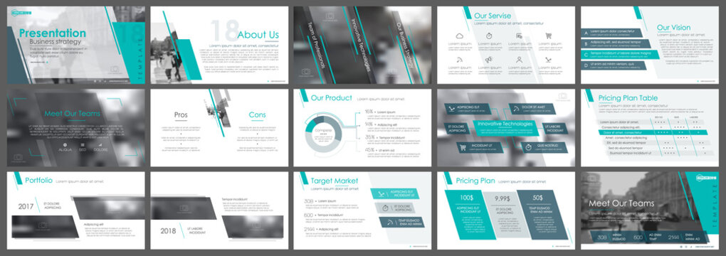 Blue-green and gray elements of infographics on a white background. Use in presentation templates, flyer and leaflet, corporate report, marketing, advertising, annual report and banner.