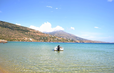 Fototapeta na wymiar landscape of Andros beach Cyclades Greece