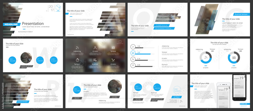 Poster blue elements of infographics for minimalist design style on a white background. use in presentation